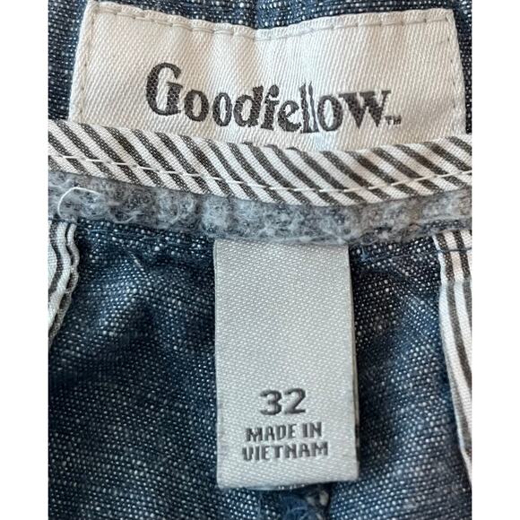 GOODFELLOW CASUAL FLAT FRONT LINDEN SHORTS, MENS, 32, HEATHER BLUE, CHAMBRAY - Picture 8 of 10